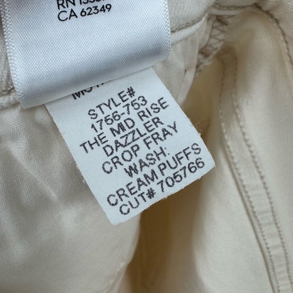 NEW MOTHER THE MID RISE DAZZLER CROP CREAM PUFFS SIZE 27 B2681 - Picture 7 of 7